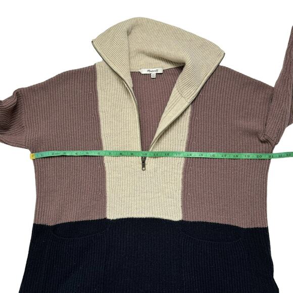 MADEWELL Glenbrook Half-Zip Pullover Sweater in Colorblock Size XXS Ribbed Wool - Picture 8 of 10